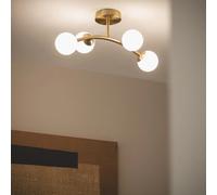 LEDKIA LIGHTING Plafonnier 4 spots Moonlight Brass Ovo – Métal et verre – Doré