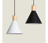 Ledkia Suspension Aluminium et Bois Arbat Blanc