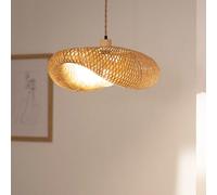 LEDKIA LIGHTING - Suspension Bambou Kathu Karatasi | Abat-jour en Tissage Bambou | Pour Ampoules LED E27 | Câble Ajustable | Usage Intérieur, Camel