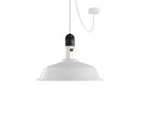 creative cables EIVA Suspension d'extérieur avec Abat-Jour, 5m câble Textile, Rosace en Silicone et Douille étanche IP65 - sans Ampoule, Blanc