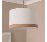 LEDKIA LIGHTING - Suspension Tissu Naturel Leya | Design Élégant | Compatible Ampoules E27 (Non Incluses) | Abat-jour Cylindrique | Utilisation Variée: Maison & Commerces, Blanc, Métal