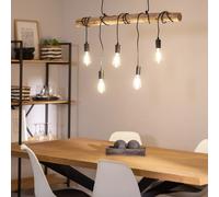 Ledkia Suspension Métal et Bois Yagis Noir