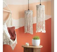 Ledkia Suspension Métal et Coton Macramé Hupa Blanc cassé