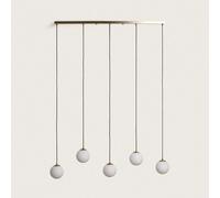 Ledkia Suspension Métal et Verre Moonlight Brass 5 Spots Doré