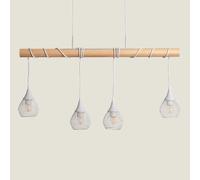 LEDKIA LIGHTING - Suspension Métal et Bois Monah | Design Scandinave | Utilise Ampoules LED E27 | Câble Réglable | Pour Intérieur, Blanc
