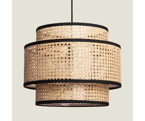 Ledkia Suspension rotin Huela Triplo - Noir et naturel