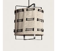 Ledkia Suspension Sioux bois et coton - Blanc et noir