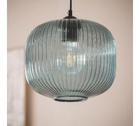 LEDKIA LIGHTING - Suspension Verre Modra | Abat-jour en Verre Bleu Foncé | Éclairage Personnalisable E27 | Installation Intérieure IP20 | Design Élégant pour Maison, Bleu