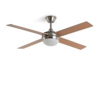 LEDKIA Ventilateur de Plafond avec Éclairage Silencieux DC Pales en Bois Na | Lumière LED, Moteur DC 30W Silencieux et Efficace, 4 Pales, 6 Vitesses, 132 cm, Télécommande