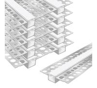 LEDLightsWorld Profilé LED Encastrable pour Ruban LED 16,5 mm, 1 m (3,3 ft) lot de 10 avec Diffuseur Blanc Laiteux, Profilé LED Aluminium Sans Bordure pour Mur et Plafond en Plaque de Plâtre