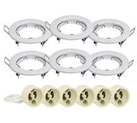 LEDLUX Led Support de projecteur encastré fixe rond avec trou de ressort 60mm avec douille GU10 incluse - 6 pièces (BLANC)