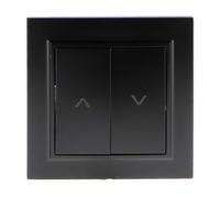 Ledme - Double bouton-poussoir pour volets roulants automatiques 10A, 100-250V CA, IP20, cadre individuel inclus, matériau PC, 84 x 84 x 40mm, noir, EP-27-B