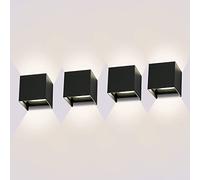 ledmo 4 Pack 12W Applique Murale Extérieure LED 4000K IP65 Angle Réglable | Angle réglable, aluminium noir, 4000K lumière naturelle, IP65 étanche intérieur, chambre escalier balcon, résistant durable