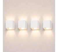 ledmo 4 Pack 12W Applique Murale LED Extérieur 3000K IP65 Angle Réglable | Angle réglable, aluminium blanc, 3000K lumière chaude, intérieur extérieur IP65, salon escalier balcon, étanche durable