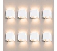 ledmo 8 Pack 12W Applique Murale Extérieure LED 3000K IP65 Angle Réglable | Angle réglable, boîtier blanc, 3000K blanc chaud, IP65 étanche intérieur, escalier balcon, étanche durable