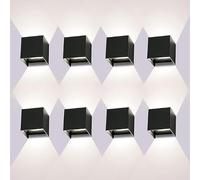 ledmo 8 Pack 12W Applique Murale Extérieure LED 4000K IP65 Angle Réglable | Angle réglable, boîtier noir, 4000K blanc naturel, IP65 étanche intérieur, escalier balcon garage, étanche durable