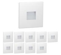 ledscom.de : 10 spots LED pour éclairage de marches/applique murale pour intérieur et extérieur, type downlight, forme carrée, 85 x 85 mm, lumière blanche froide