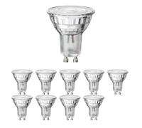ledscom.de 10x GU10 Ampoule LED, PAR16, blanc chaud (2700 K), 5,4 W, 510lm, 45°, miroir réflecteur (argent)