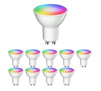 ledscom.de 10x GU10 LED RGB Ampoule, PAR16, blanc chaud - blanc froid (2900-6200 K), 5,5 W, 473lm, 103°, Smart Home, WLAN, Alexa, mate