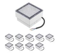 ledscom.de 10x LED encastrés de sol pavé CUS pour l'extérieur, IP67, carré, 10 x 10cm, blanc chaud
