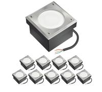 ledscom.de 10x LED pavé NEOLUM pour l'extérieur, IP67, carré, 10 x10cm, ampoule GX53 incluse, 56lm, blanc