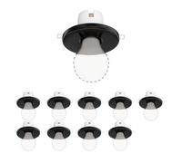 ledscom.de 10x plafonnier encastré TELA, porcelaine, noir brillant, rond, 99mm Ø, 1x E27 max. 60W