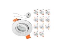 ledscom.de 12 cadres d'encastrement pour plafond de salle de bains ERID, pour pièces humides, salle de bains, IP44, ronds, orientables, blanc mat, avec douille GU10