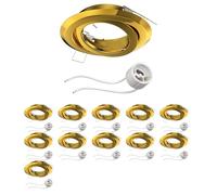 ledscom.de 12x cadre d'encastrement au plafond FABI, rond, pivotant, doré brillant (GU10/MR16/GU5,3/50mm) douille incluse