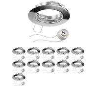 ledscom.de 12x cadre d'encastrement au plafond FERE, rond, chrome brillant (GU10/MR16/GU5,3/50mm) in ouille GU10