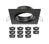 ledscom.de 12x cadre d'encastrement au plafond RIR, carré, pivotant, noir mat