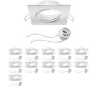 ledscom.de 12x cadre d'encastrement pour plafond RIR cadre d'encastrement blanc mat angulaire pivotant (LED/halogène/GU10/MR16/PAR16/50mm) in ouille GU10