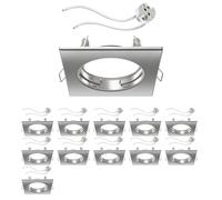 ledscom.de 12x cadre d'encastrement pour plafond RIR cadre d'encastrement chromé mat carré (LED/Halogène/MR16/50mm) in ouille GU5.3