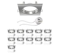 ledscom.de 12x cadre d'encastrement pour plafond RIR cadre d'encastrement chromé mat carré (LED/halogène/GU10/MR16/PAR16/50mm) in ouille GU10