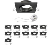 ledscom.de 12x cadre d'encastrement pour plafond RIR cadre d'encastrement noir mat angulaire pivotant (LED/halogène/GU10/MR16/PAR16/50mm) in ouille GU10