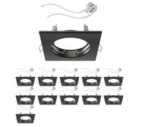 ledscom.de 12x cadre d'encastrement pour plafond RIR cadre d'encastrement noir mat carré (LED/Halogène/MR16/50mm) in ouille GU5.3