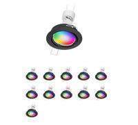 ledscom.de 12x Plafonnier encastrable FERE cadre d'encastrement noir mat pivotant incl. Smart Home RGBW GU10 lampe LED, 5,41W, 473lm