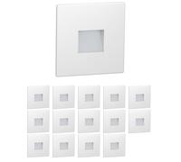 ledscom.de 15 LED, éclairage d'escalier/applique murale encastrable FOW pour l'intérieur et l'extérieur, downlight, carré, 85 x 85 mm, blanc chaud