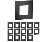 ledscom.de : 15 spots LED pour escaliers/appliques murales FEX, pour intérieur et extérieur, carrés, noirs, 85 x 85 mm, lumière blanche froide