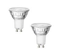 ledscom.de 2 ampoules LED GU10, PAR16, blanc chaud (2800 K), 7,6 W, 1103 lm, réflecteur à 33° (argent