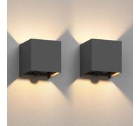 ledscom.de : 2 appliques murales CUBEL pour l'extérieur, IP65, éclairage directionnel vers le haut et vers le bas, détecteur de mouvement, finition anthracite mat, forme carrée, 1 ampoule G9 max. 10W 