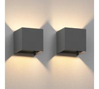 ledscom.de 2 appliques murales CUBEL pour l'extérieur, IP65, éclairage vers le haut/vers le bas, anthracite mat, carrées, 1 ampoule G9 max. 10 W