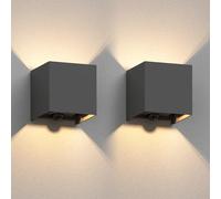 ledscom.de 2 appliques murales CUBEL pour l'extérieur, IP65, éclairage vers le haut/vers le bas, détecteur de mouvement, anthracite mat, carrées, 1 ampoule G9 max. 10 W