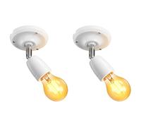 ledscom.de 2 appliques murales ELEPO, porcelaine, acier, blanc brillant, avec ampoule LED E27, couleur or, 4,2 W, 471 lm, blanc très chaud