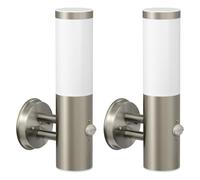 ledscom.de 2 appliques murales PORU pour l'extérieur, IP44, détecteur de mouvement, acier inoxydable, acier inoxydable mat, rondes, 1 x E27 max. 15 W