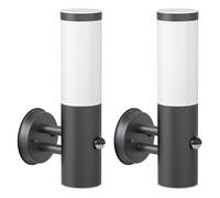ledscom.de 2 appliques murales PORU pour l'extérieur, IP44, détecteur de mouvement, acier inoxydable, anthracite mat, rondes, 1 x E27 max. 15 W