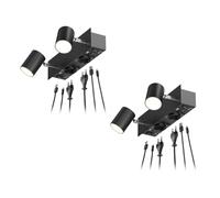 ledscom.de 2 appliques murales WAIKA, 2 lampes, interrupteur, noir, 2 prises, USB-C, USB-A, 2 x GU10 max. 15 W