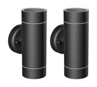 ledscom.de 2 appliques murales WEDO pour l'extérieur, IP44, éclairage vers le haut/vers le bas, noir mat, rondes, 2 x GU10, max. 35 W