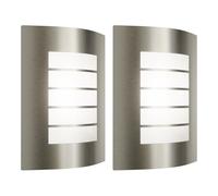 ledscom.de 2 appliques murales ZYNO pour l'extérieur, IP44, acier inoxydable, acier inoxydable mat, de forme carrée, 1 x E27 max. 40 W