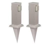 ledscom.de 2 colonnes de Prises de Jardin Polly avec Piquet d'ancrage pour l'extérieur, IP44, à 2 Prises, en Acier Inoxydable, de Forme carrée, 27 cm