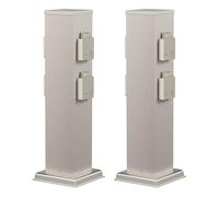 ledscom.de 2 colonnes de Prises de Jardin Polly pour l'extérieur, IP44, 4 Prises, Acier Inoxydable, Forme carrée, 40 cm